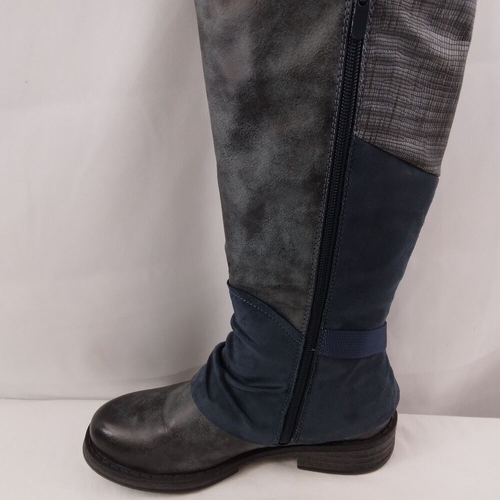 Rieker 92284-45 Franka Gray Blue Buckle Knee-High Boots Steampunk Size EU 37 6 - Picture 9 of 16